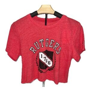 NWT Rutgers University Cropped Women's T-Shirt Size Medium Red Short Sleeve